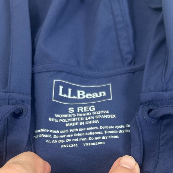 L.L. Bean Blue Hooded Long Sleeve Tunic Dress Active Outdoor Hiking Beach Small - Picture 2 of 14